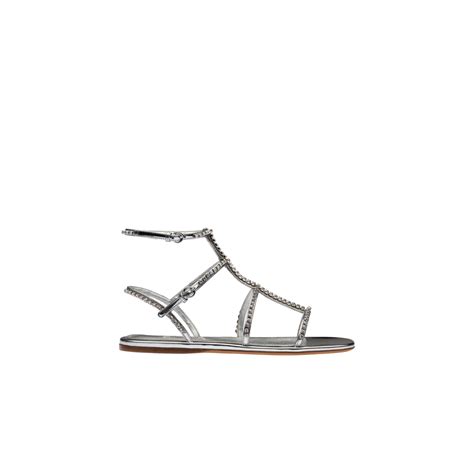 miu miu silver|Silver Metallic technical fabric sandals .